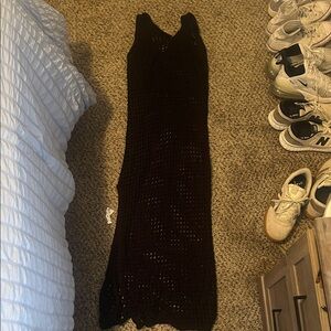 Elegant Black Crochet Maxi Dress